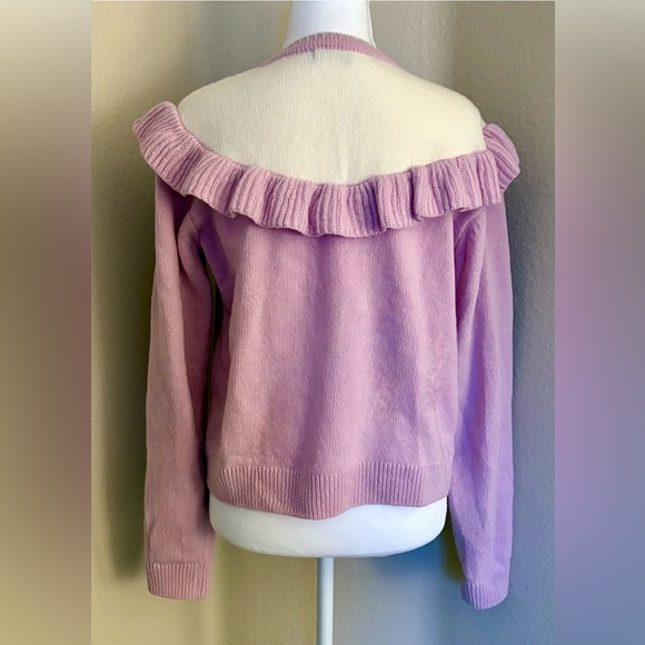 Hill House Home Desk Cardigan Sweater Wool Sz Small Pink Floral Pearly Buttons - Picture 2 of 7